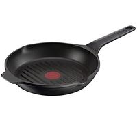 Tefal E24940 Robusto Poêle à griller en fonte d'aluminium 26 cm Nettoyage facile Revêtement anti-adhésif Indicateur de température Passe au lave-vaisselle Compatible induction Noir