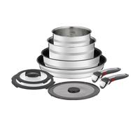 Tefal Ensemble de casseroles empilables Jamie Oliver Ingenio, 9 pièces, en acier inoxydable, avec, Set de poêles et de casseroles, Argent, Noir
