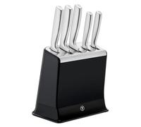 Tefal EverSharp, Set de 5 couteaux en acier inoxydable, Bloc avec affûteur intégré, 5 couteaux, Tranchant durable, K2976S04