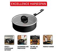 Tefal Excellence G3203202, Ronde, Casserole, Noir, Aluminium, Indicateur de température, Verre
