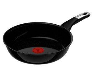 Tefal Explore Ceram G2140432, poêle ronde, polyvalente, de couleur noire, en céramique, en aluminium, avec indicateur de température