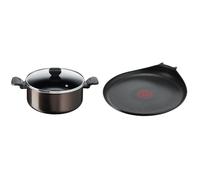Tefal Faitout 24 cm (4,7 L) + couvercle verre, Tous feux sauf induction, Revêtement antiadhésif & Ingenio Poêle à crêpe 27 cm, Non induction, Revêtement antiadhésif, Empilable