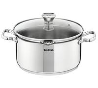 Tefal Faitout 20 cm, Induction, Couvercle filtrant en verre, Acier inoxydable 18/10, Garantie 10 ans, Base 3 couches, Casserole, Duetto A7054463