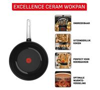 Tefal G20719, Ronde, Poêle wok / à sauter, Noire, Céramique, Aluminium, Indicateur de température