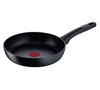 Tefal G28104 Black Stone Poêle à frire, 24 cm, avec revêtement anti-adhésif, signal thermique, sûre, convient à l'induction, cuisson saine, effet pierre, noire
