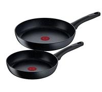 Tefal G28191 Black Stone Lot de 2 poêles 24/28 cm Revêtement antiadhésif, indicateur de température du signal thermique, convient pour induction, noir