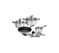 Tefal G713sb45 Daily Cook Set 11 Pieces Inox : Casserole 16 Cm + Faitouts 20 Et 24 Cm Avec Couvercles + Poele 28 Cm + 5 Ustensiles