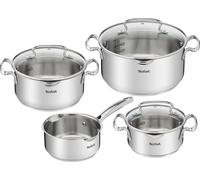 Tefal Duetto Plus set de casseroles, 7 pièces, batterie de cuisine en acier inoxydable avec graduations, Set de poêles et de casseroles, Argent