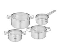 Tefal H852S8 Nordica 4-piece pan set stainless steel/glass