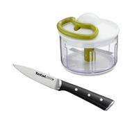 TEFAL Hachoir Manuel 5 secondes, hachoir manuel facile et rapide, sans électricité en lot avec un couteau à éplucher Ice Force 9cm, Acier inoxydable Allemand, performance de coupe longue durée