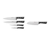 Tefal Ice Force Set de 4 Couteaux avec Santoku 18,5 cm - à Découper, Chef, d'Office, à Émincer - Lame en Acier Inoxydable Allemand