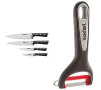 Tefal Ice Force Set de 4 couteaux, Couteau à découper 9 cm + couteau chef 20 cm + couteau d'office 11 cm + couteau à émincer 20 cm K2324S74 & Ingenio eplucheurs fruits et légumes, 1 - Pack
