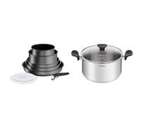 Tefal Ingenio Batterie de cuisine 20 p, Poêles, Casseroles & Faitout 24 cm (5 L) + couvercle verre, Induction, Acier inoxydable haute qualité, Garantie 10 ans, Livre recette, Primary E3084604