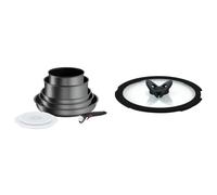 Tefal Ingenio Batterie de cuisine 20 p, Poêles, Casseroles, Induction, Revêtement & Ingenio Couvercle en verre 20 cm, Rangement gain de place, Poignée rabattable, Cuisson plus rapide, Compatible