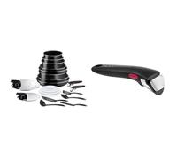 Tefal Ingenio Batterie de cuisine 20 pcs, Poêles, Casseroles, Sauteuse, Couvercles, Poignées & Ingenio Poignée amovible noire, Empilable, Verrouillage sécurité 3 points