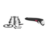 Tefal Ingenio Batterie de cuisine 8 pièces, Poêles, Casseroles, Poignée amovible, Induction & Ingenio Poignée amovible noire, Empilable, Verrouillage sécurité 3 points