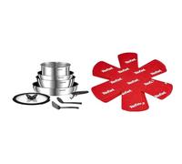 Tefal Ingenio Batterie de cuisine 8 pièces, Poêles, Casseroles, Poignée amovible & Set de 4 Protectors, Plastique, Rouge, 38 x 36 x 1 cm