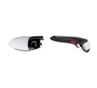 Tefal Ingenio Couvercle égouttoir acier inoxydable, Rangement facile, Multidiamètre & Ingenio Poignée amovible noire, Empilable, Verrouillage sécurité 3 points