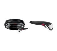 Tefal Ingenio Easy On Lot de 3 poêles de 22/24/26 cm, antiadhésifs & Ingenio Poignée amovible noire, Empilable, Amovible, Verrouillage sécurité 3 points, Garantie 10 ans