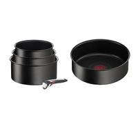 Tefal Ingenio Eco Resist On Batterie de cuisine 4p, Indicateur de démarrage de cuisson, Cuisson saine L7679202,29 x 29 x 18 cm & Ingenio Eco Resist Sauteuse 24 cm, Empilable, Induction, L3973502, Noir