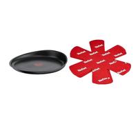 Tefal Ingenio Eco Resist Poêle à crêpe 27 cm, Empilable, Fonte d'aluminium, Revêtement antiadhésif, Induction L8581004, Noir & K2203004 Set de 4 Protectors, Plastique, Rouge, 38 x 36 x 1 cm