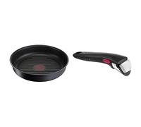 Tefal Ingenio Eco Resist Poêle grill fonte d'aluminium Noir 26 cm L8584004 & Ingenio Poignée amovible noire, Empilable, Amovible, Verrouillage sécurité 3 points, Garantie 10 ans, Expertise L9863302