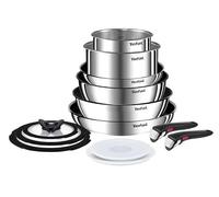 Tefal Ingenio Emotion Batterie de cuisine 13 pièces, casseroles et poêles avec poignées amovibles, revêtement anti-adhésif, compatible induction, argenté/noir