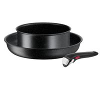 Tefal Ingenio L39993, ensemble de batterie de cuisine, couleur noire, aluminium, revêtement minéral, couleur noire, indicateur de température