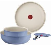 Tefal Ingenio Serenity, Batterie de cuisine 4pièces, Revêtement antiadhésif, Poignée amovible sécurisée, Design empilable, L8274S04 BLUE