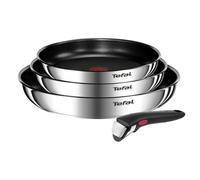 Tefal Ingenio Lot 4 pièces, Poêles 22/24/28 cm et poignée amovible, Acier inoxydable, Revêtement antiadhésif, L897S404