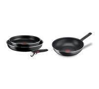 Tefal Ingenio Lot de 2 poêles 24/28 cm + poignée amovible, Non induction, Revêtement antiadhésif & Day By Day On Poêle Wok 28 cm, Non induction, Revêtement antiadhésif, Fonction Thermo-Signal