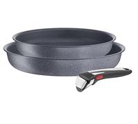 Tefal Ingenio Lot de 2 poêles + poignée amovible, Induction, Revêtement antiadhésif, Empilable, Compatible lave-vaisselle, Fabriqué en France, Natural On L7669353, Gris