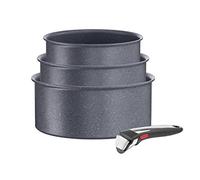 Tefal Ingenio Lot de 3 casseroles 16/18/20 cm + poignée amovible, Induction, Revêtement antiadhésif, Empilable, Compatible lave-vaisselle, Fabriqué en France, Natural On L7669253