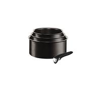 Tefal Ingenio Lot de 3 casseroles 16/18/20 cm + poignée amovible, Tous feux dont induction, Revêtement antiadhésif, Fabriqué en France, Expertise, Noir, 38.5 x 22.5 x 11.5 cm L6509503