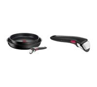 Tefal Ingenio Lot de 3 pièces, Poêles antiadhésives 24/28 cm + poignée amovible & Ingenio Poignée amovible noire, Empilable, Verrouillage sécurité 3 points, Supporte jusqu'à 10 kg