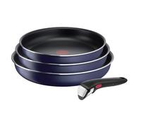 Tefal Ingenio Lot de 3 poêles 22/24/26 cm + poignée amovible, Pas d’induction, Revêtement antiadhésif, Indicateur de chaleur, Base Diffusion, Empilable, Fabriqué en France, Easy Cook N Clean L1579002