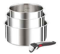 Tefal Ingenio Lot de 4 pièces, Casseroles 16/18/20 cm + 1 poignée amovible, Induction, Acier inoxydable, Empilable, Gain de place, Preference On L898S334