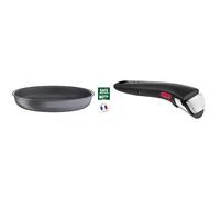 Tefal Ingenio Natural Force Poêle 28 cm, Empilable, Antiadhésive, Induction, Fabriqué en France L3960602 & Ingenio Poignée amovible noire, Empilable, Amovible, Verrouillage sécurité