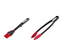 Tefal Ingenio Pinceau Silicone, Manche Anti-dérapant, Ustensile de Cuisine & K2060714 Ingenio Pince à Aliments en Silicone avec Fermoir résistant jusqu'à 250°C ustensile Noir et Rouge de Cuisine