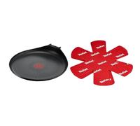 Tefal Ingenio Poêle à crêpe 27 cm, Non induction, Revêtement antiadhésif, Empilable, Compatible lave-vaisselle, Easy Plus L1461004, Noir & Set de 4 Protectors, Plastique, Rouge, 38 x 36 x 1 cm