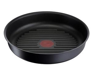 Tefal - Ingenio Poêle Grill Eco Resist Fonte d'aluminium - 26 cm - Noir | Poêle grill induction pour saisir viandes et légumes - Compatible four et réfrigérateur - Empilable pour gain de place