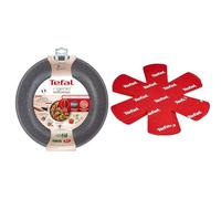 Tefal Ingenio Poêle Wok 26 cm, Induction, Revêtement antiadhésif, Empilable, Compatible lave-vaisselle, Fabriqué en France & Set de 4 Protectors, Plastique, Rouge, 38 x 36 x 1 cm