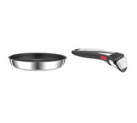 TEFAL Ingenio Preference Poêle 22 cm, Empilable, Acier inoxydable, Revêtement & Ingenio Poignée amovible Premium noire, Empilable, Verrouillage sécurité 3 points, Supporte jusqu'à 10 kg