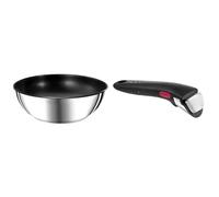Tefal Ingenio Preference Poêle wok 26 cm, Empilable, Acier inoxydable, Revêtement antiadhésif sûr, Induction & Ingenio Poignée amovible noire, Empilable, Amovible, Verrouillage sécurité