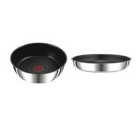 Tefal Ingenio Sauteuse 24 cm, Induction, Revêtement antiadhésif, Acier inoxydable, Gain de place & Ingenio Preference Poêle 22 cm, Empilable, Acier inoxydable, Revêtement antiadhésif
