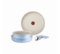 Batterie de cuisine Tefal Ingenio Serenity L827S404, 4 pièces, standard, revêtement antiadhésif, manche amovible sécurisé, design empilable, couleur Bleu Calm, Bleu Calm