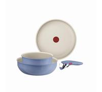 Tefal Ingenio Serenity, Batterie de cuisine 4pièces, Revêtement antiadhésif, Poignée amovible sécurisée, Design empilable, L8274S04 BLUE