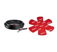 Tefal Ingenio Unlimited On Lot de 2 Poêles 22/26 cm + 1 poignée amovible, Induction & Set de 4 Protectors, Plastique, Rouge, 38 x 36 x 1 cm