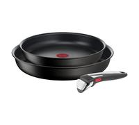 Tefal Ingenio Unlimited On Lot de 2 Poêles 22/26 cm + 1 poignée amovible, Induction, Revêtement antiadhésif, Empilable, Compatible lave-vaisselle, Fabriqué en France L3959843