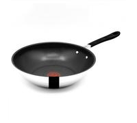 Tefal Jamie Oliver Wok 28 cm induction, Poêle à wok en acier inoxydable grande, Revêtement anti-adhésif, Bord élevé, Résistant au four, Poignée rivetée, E30